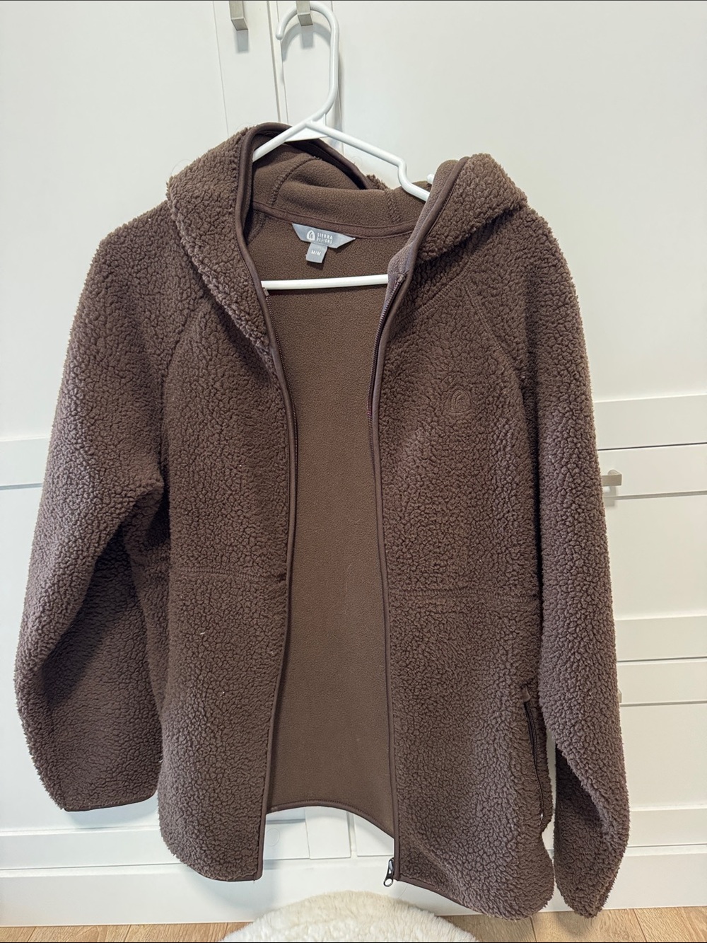 Cozy Brown Hooded Sherpa Jacket - Lightweight Zip Front
